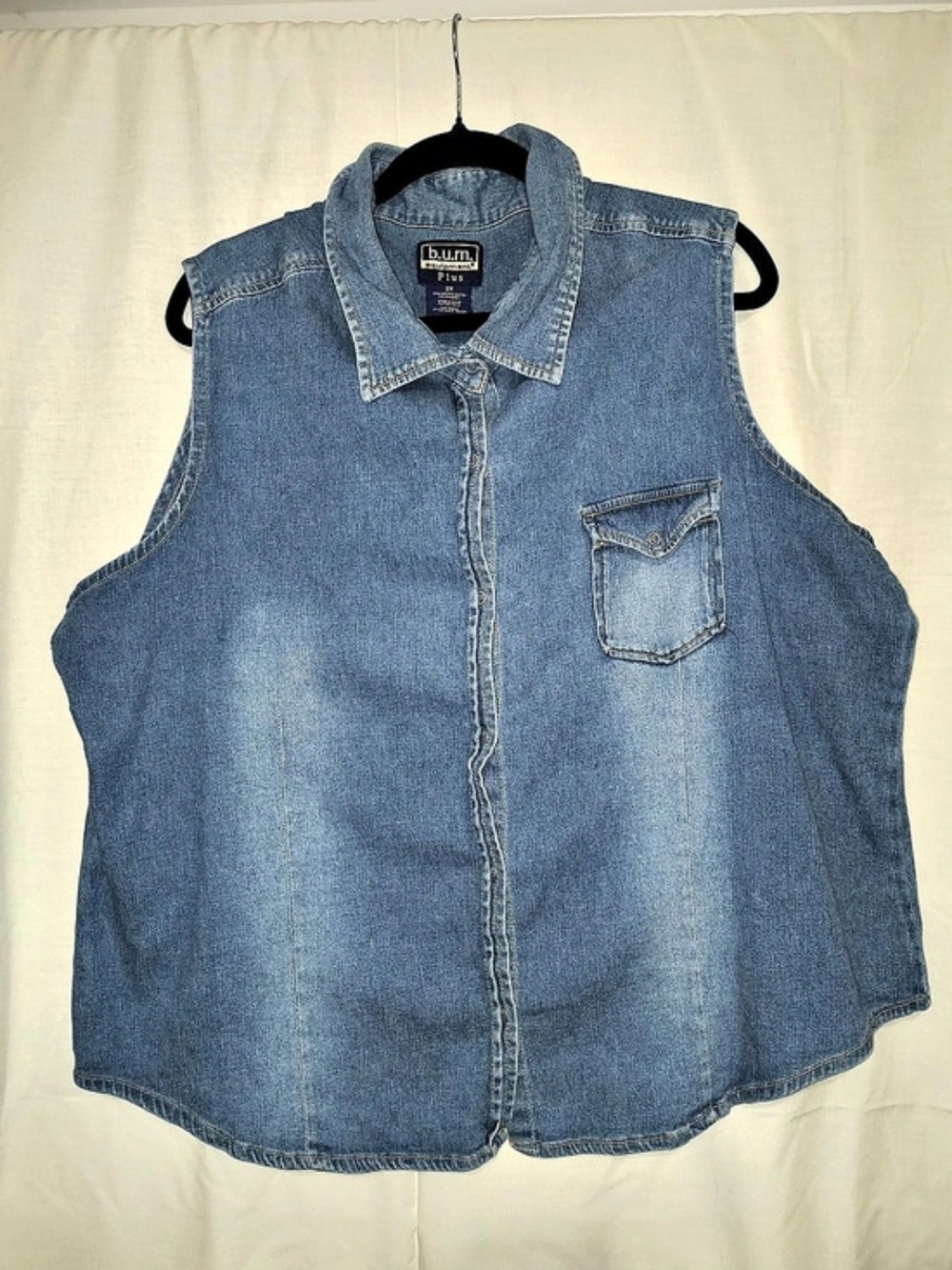 Vintage Bum Equipment Denim Sleeveless Button-Down Vest Blue Size 3X